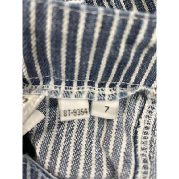 Paris Sport Club Overall Dress Junior 7 Blue White Stripe Denim Button Up Jumper - Picture 4 of 9